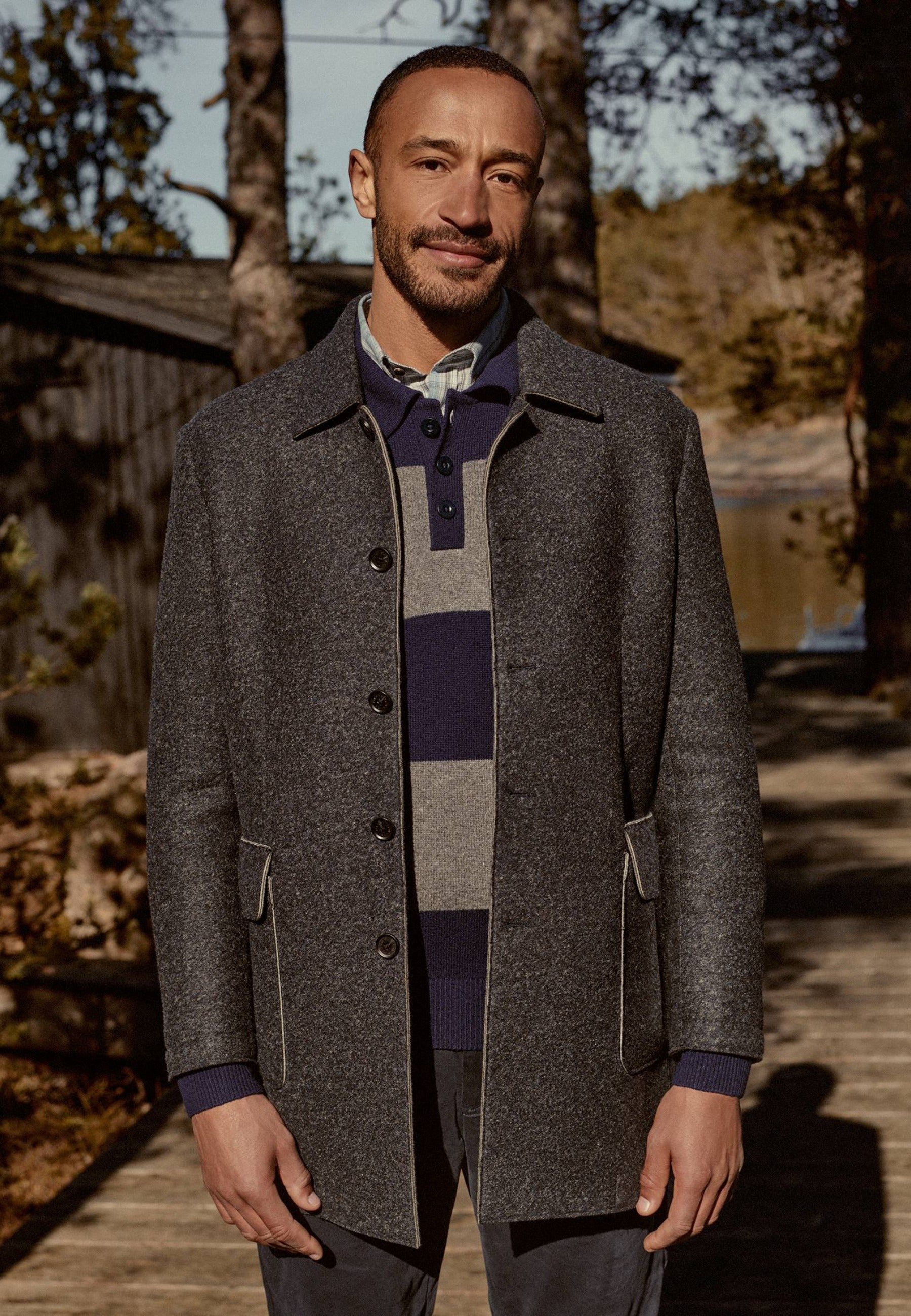Manteau chiné en mélange de laine