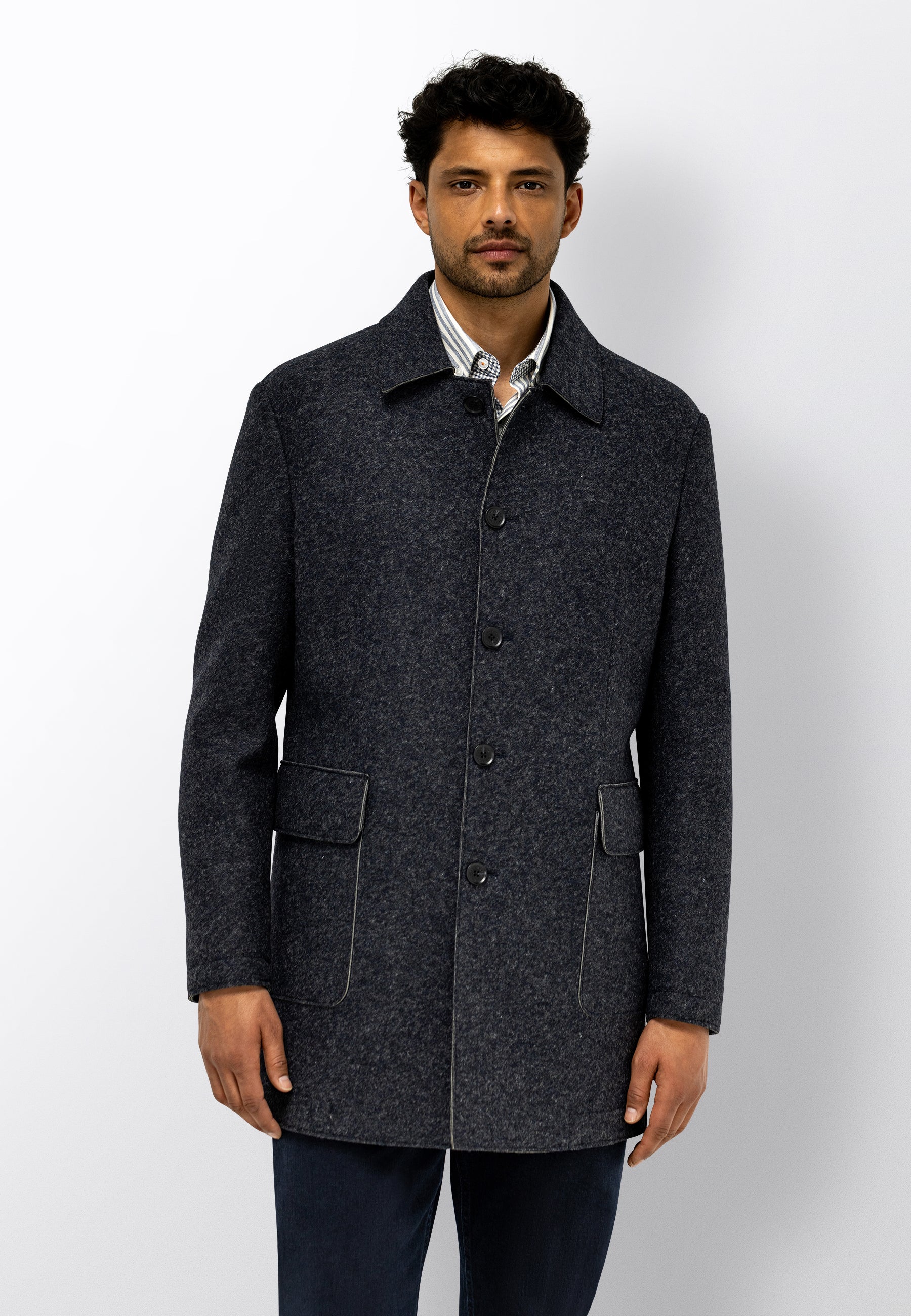Manteau chiné en mélange de laine
