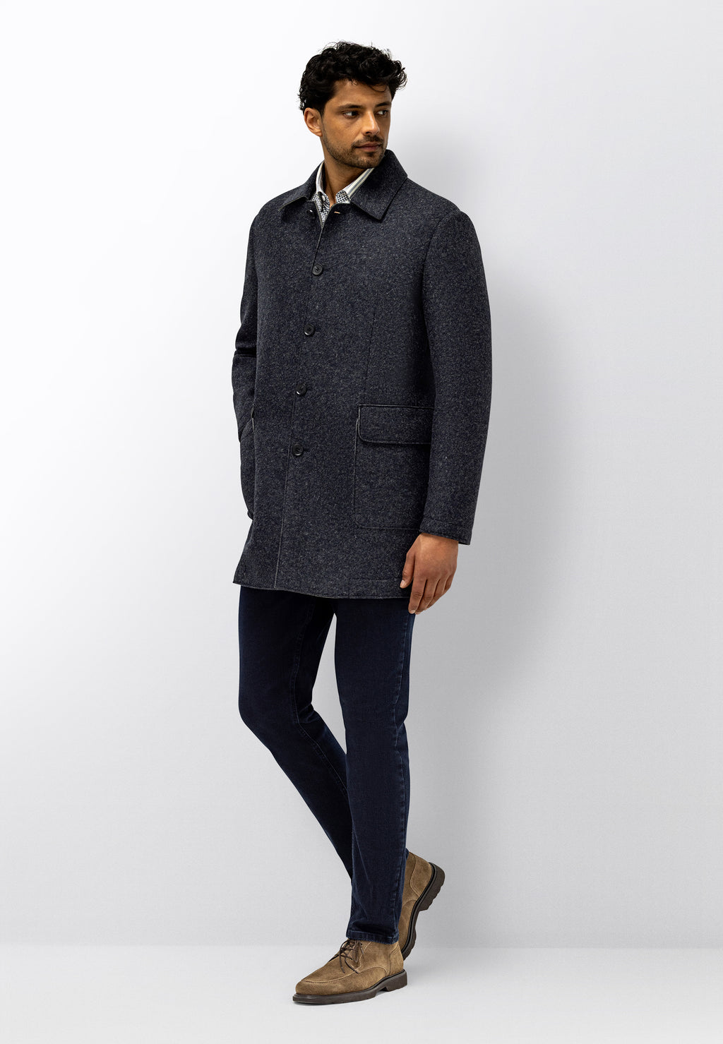 Manteau chiné en mélange de laine