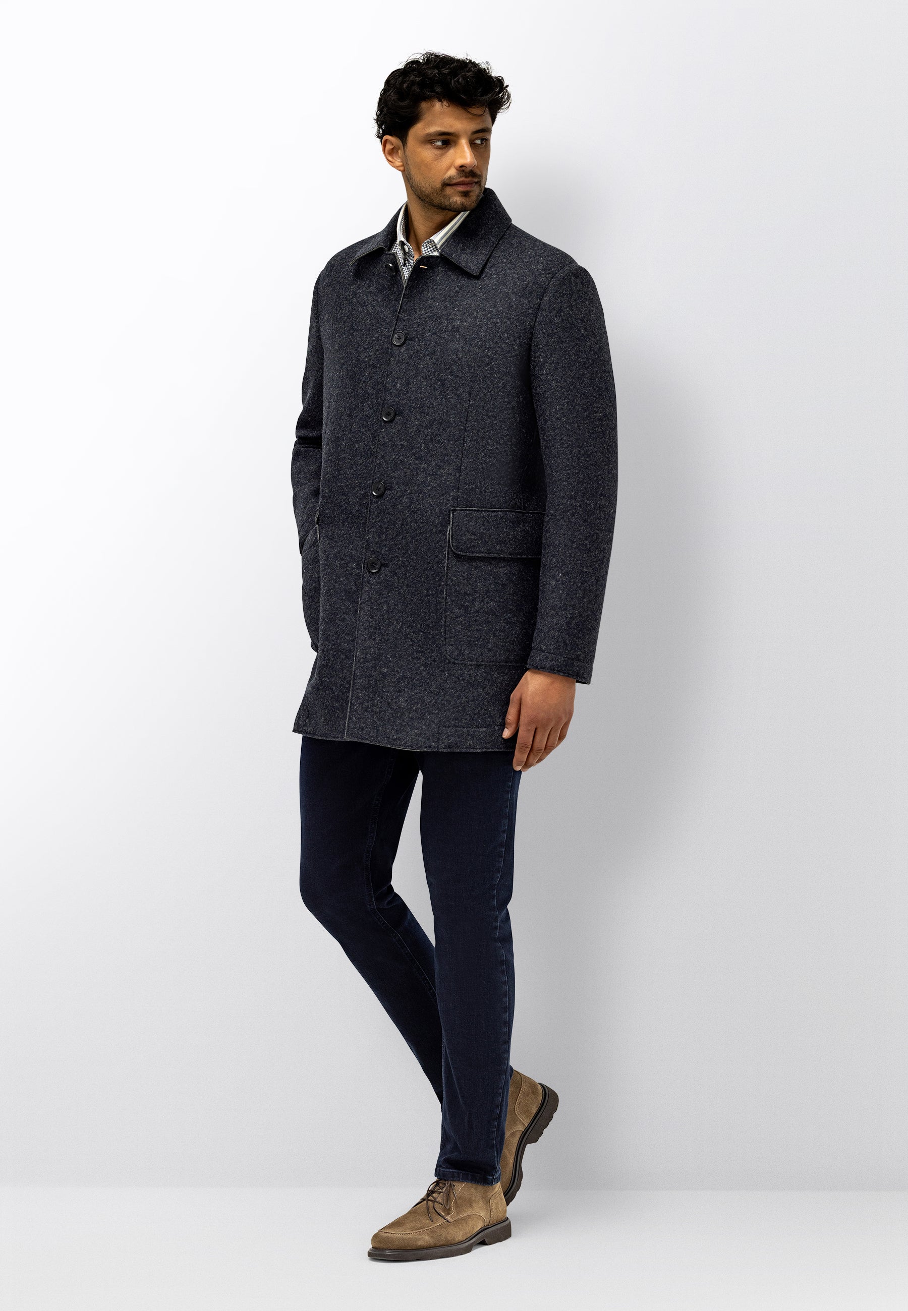 Manteau chiné en mélange de laine