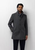 Manteau chiné avec empiècement zippé