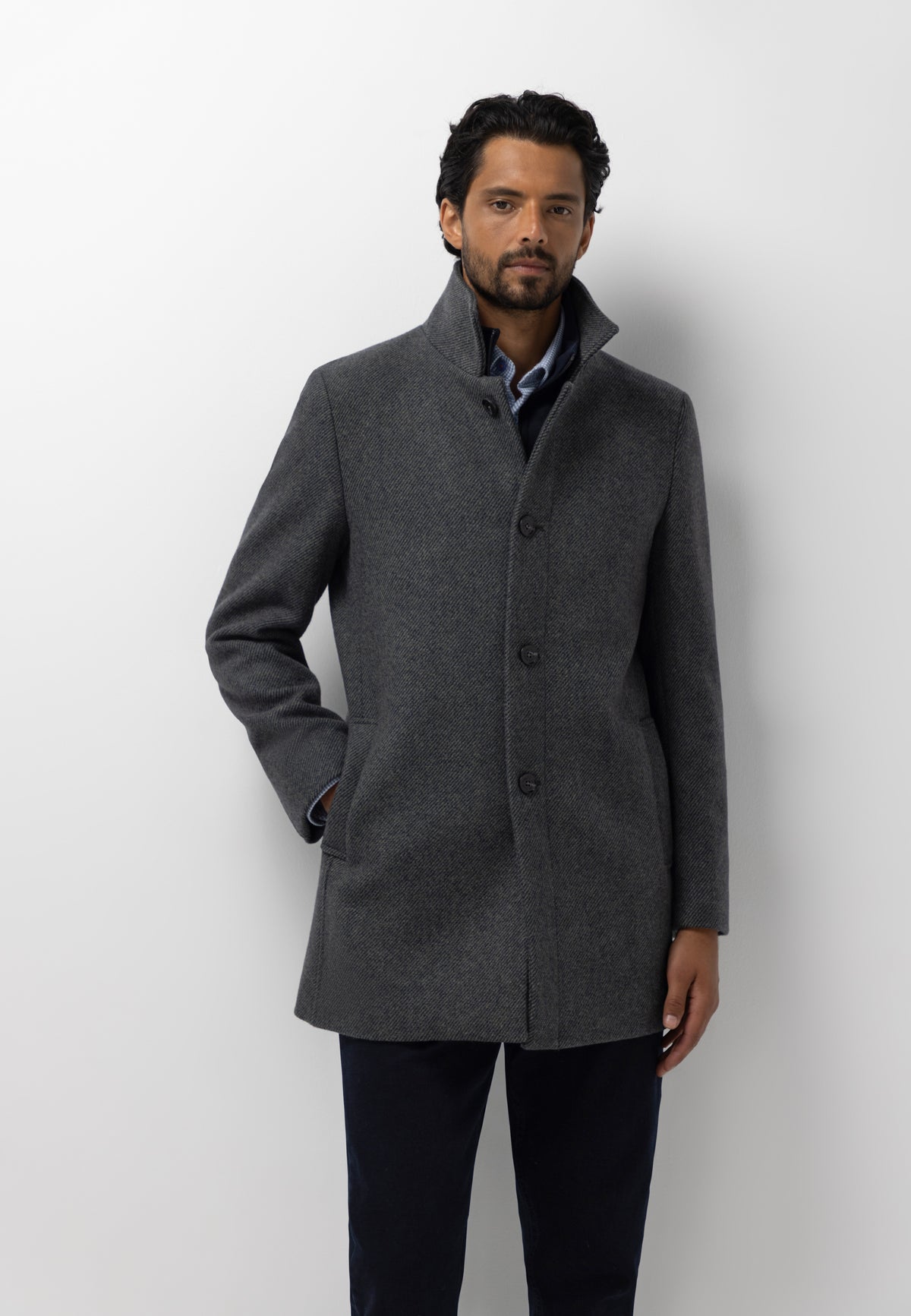 Manteau chiné avec empiècement zippé