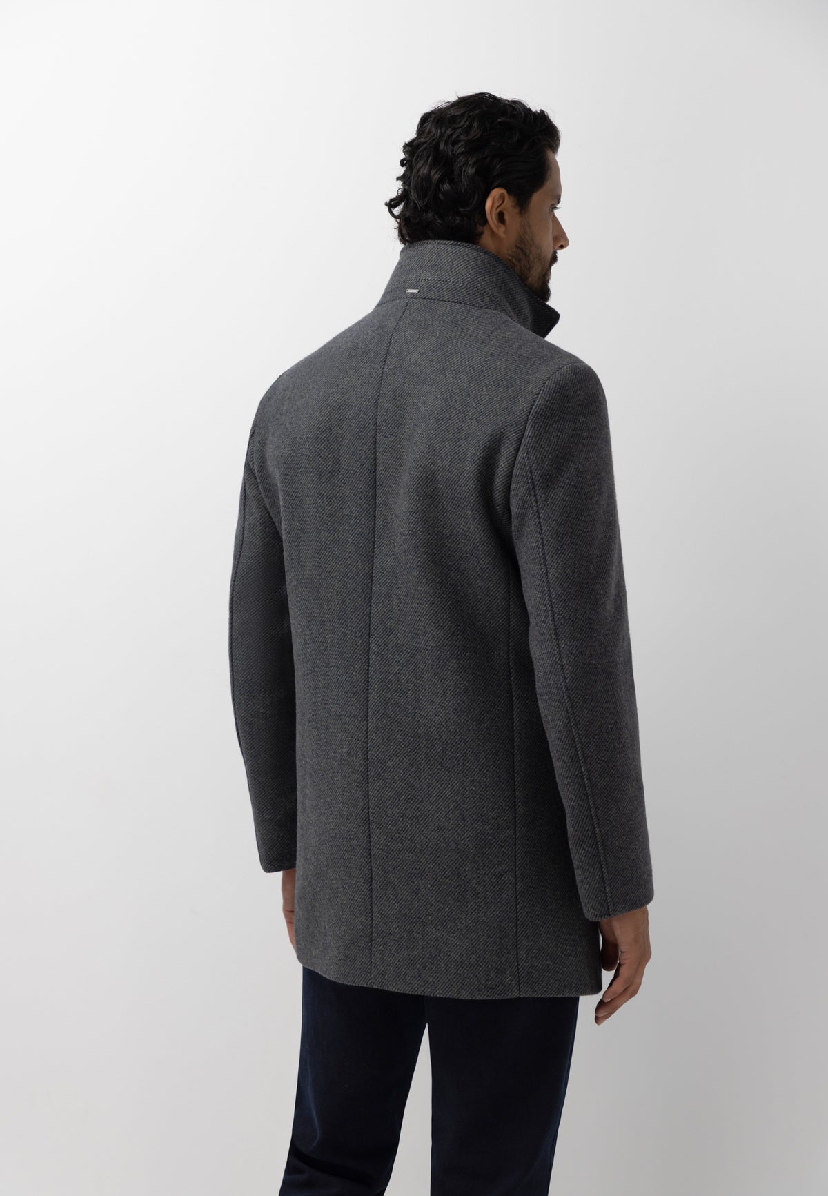 Manteau chiné avec empiècement zippé