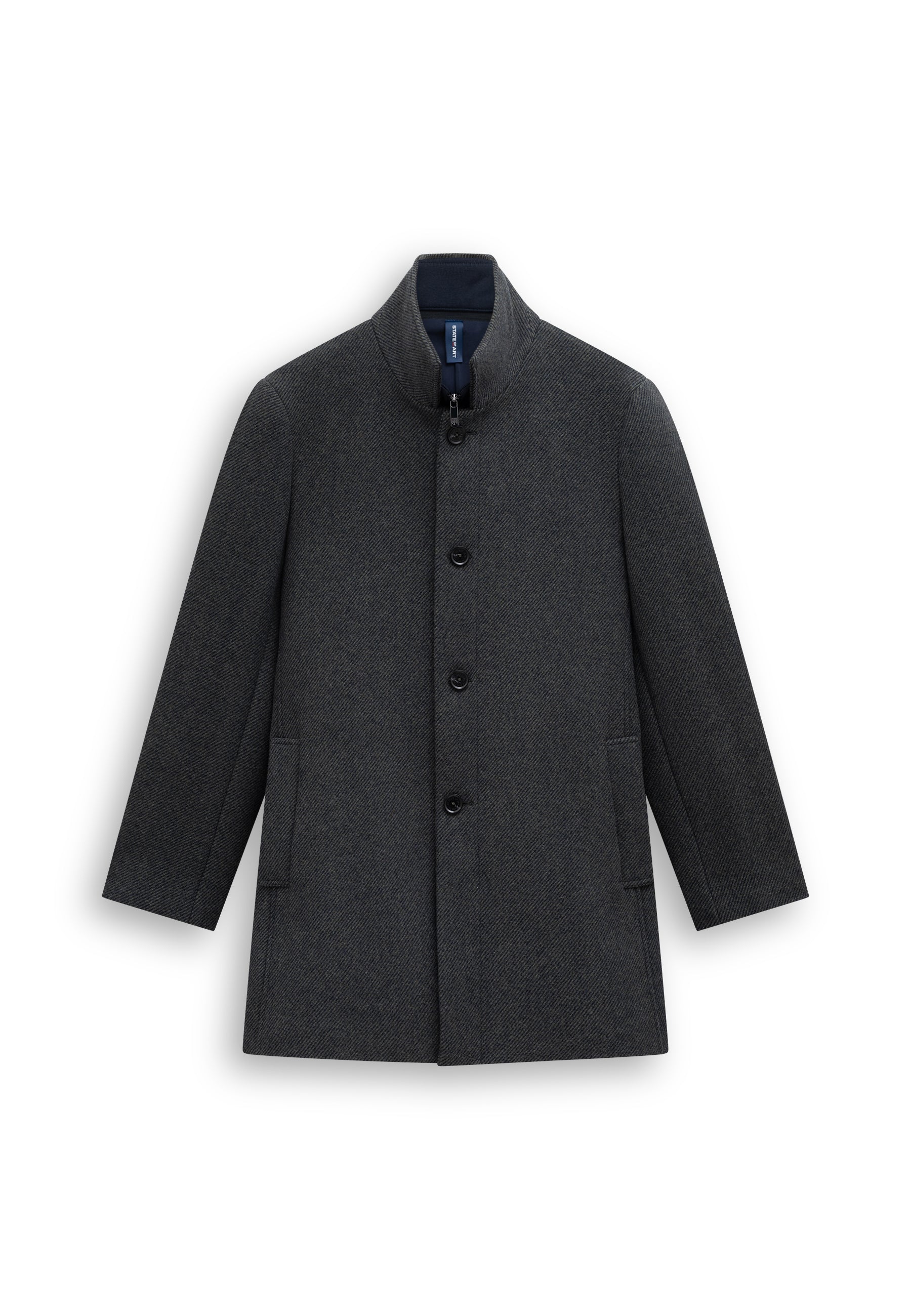Manteau chiné avec empiècement zippé