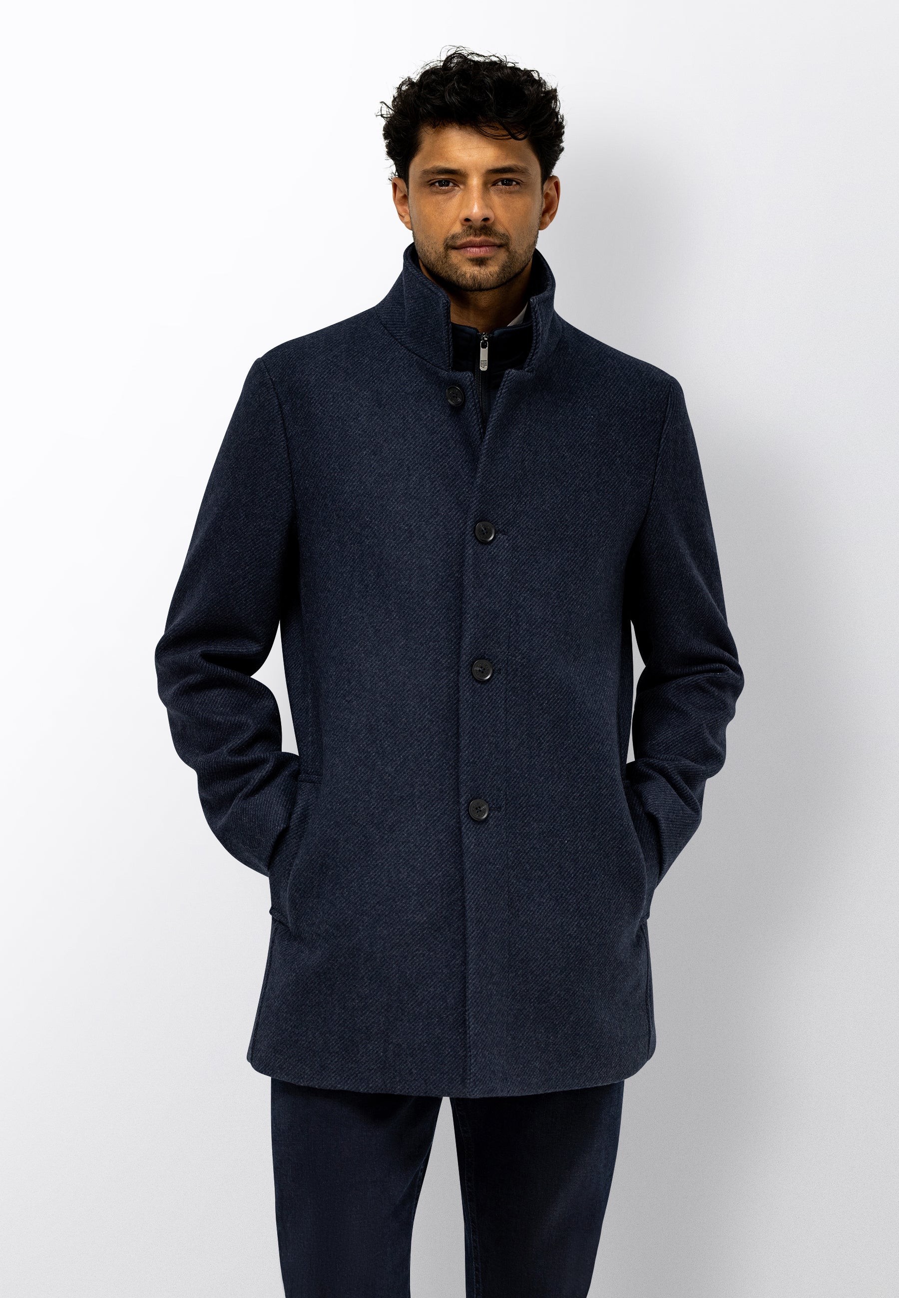 Manteau chiné avec empiècement zippé