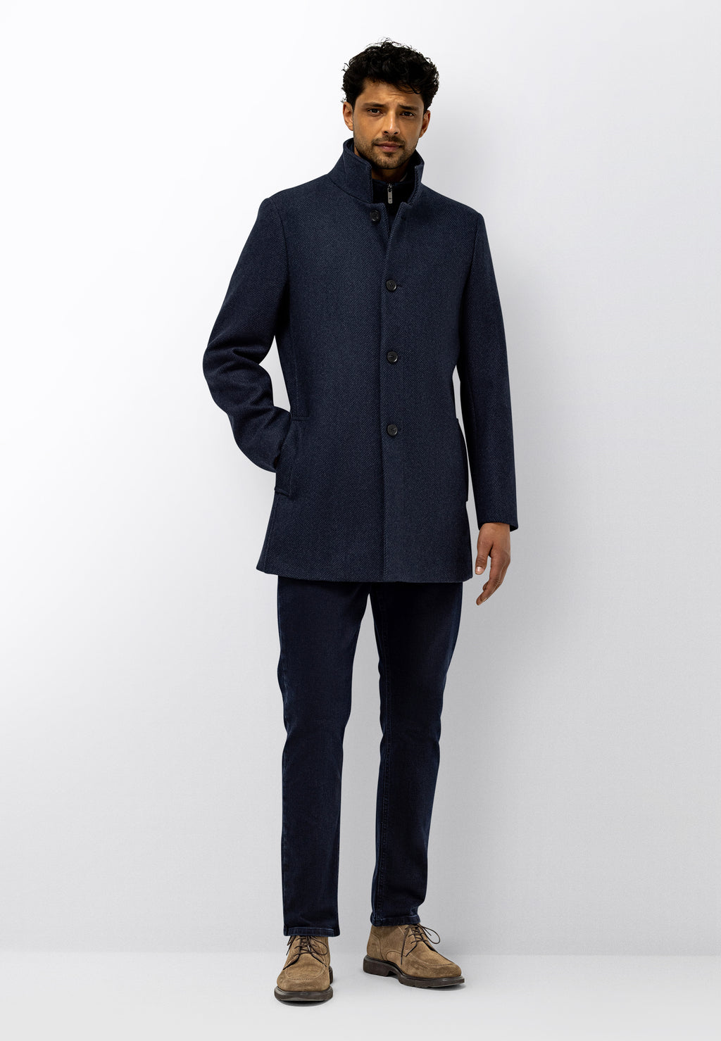 Manteau chiné avec empiècement zippé