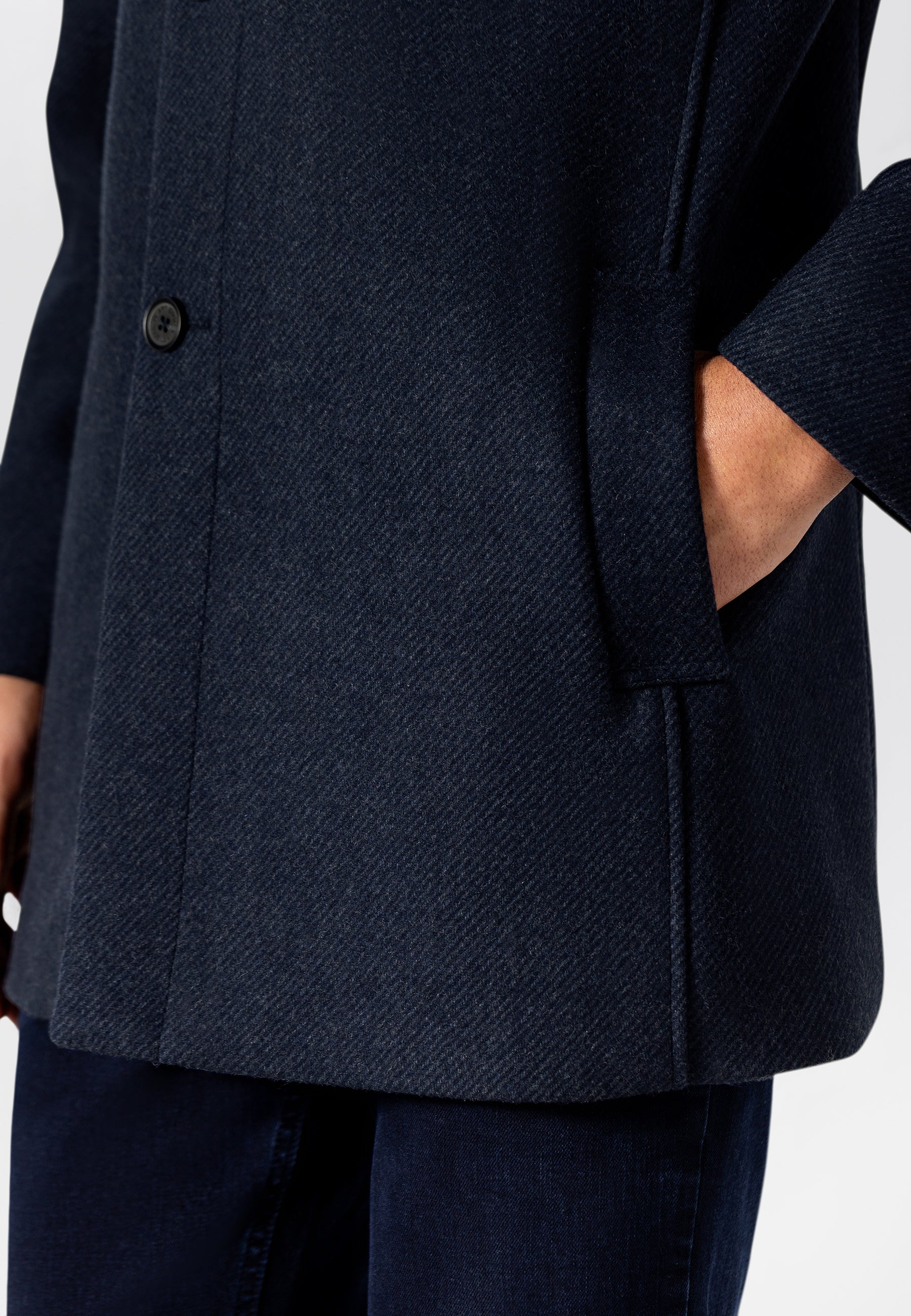 Manteau chiné avec empiècement zippé
