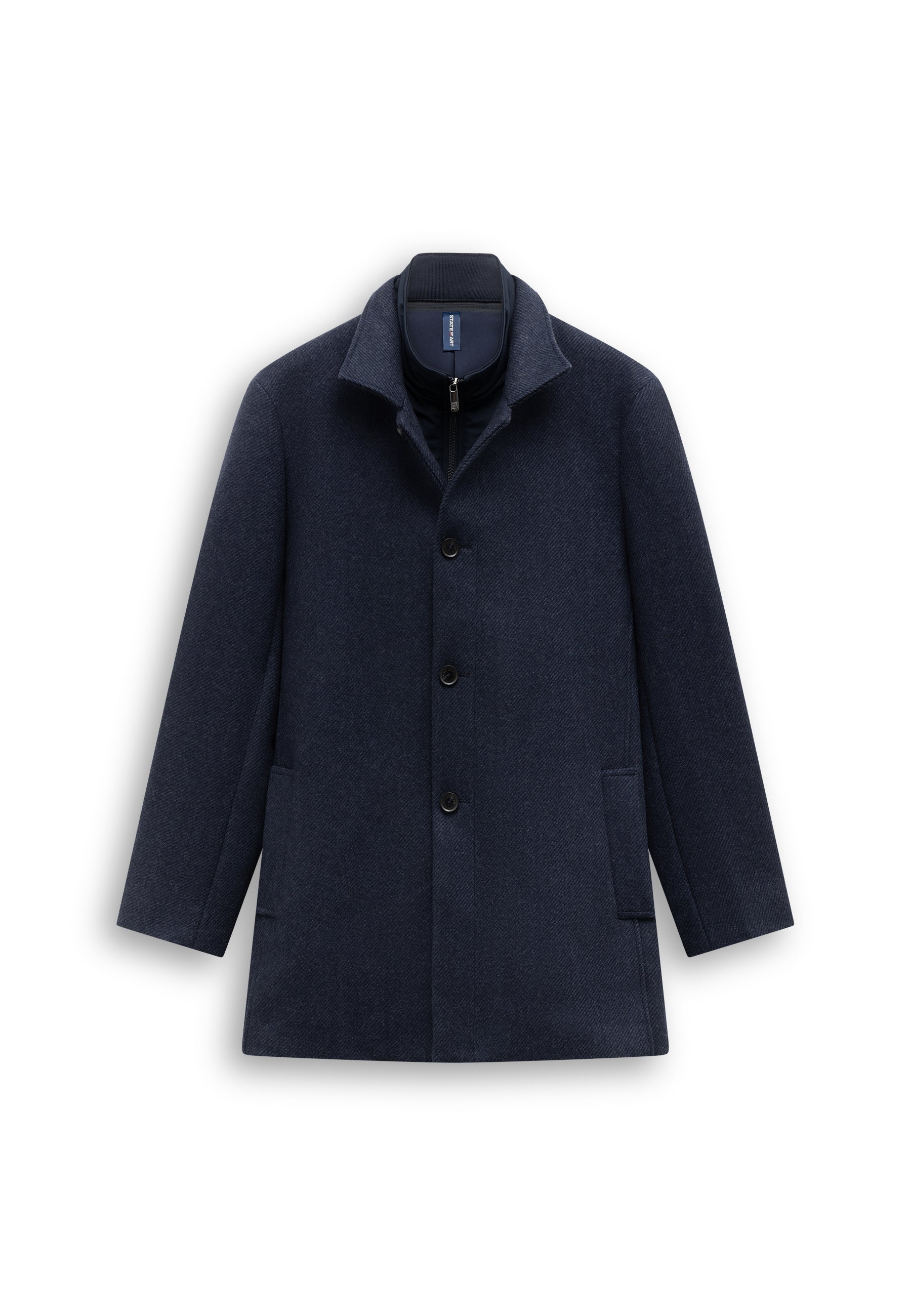 Manteau chiné avec empiècement zippé