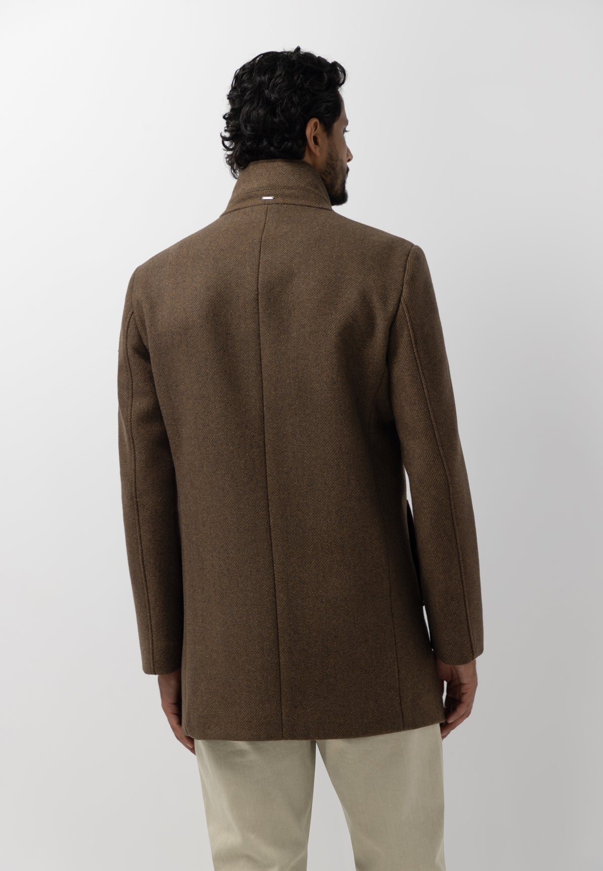 Manteau chiné avec empiècement zippé