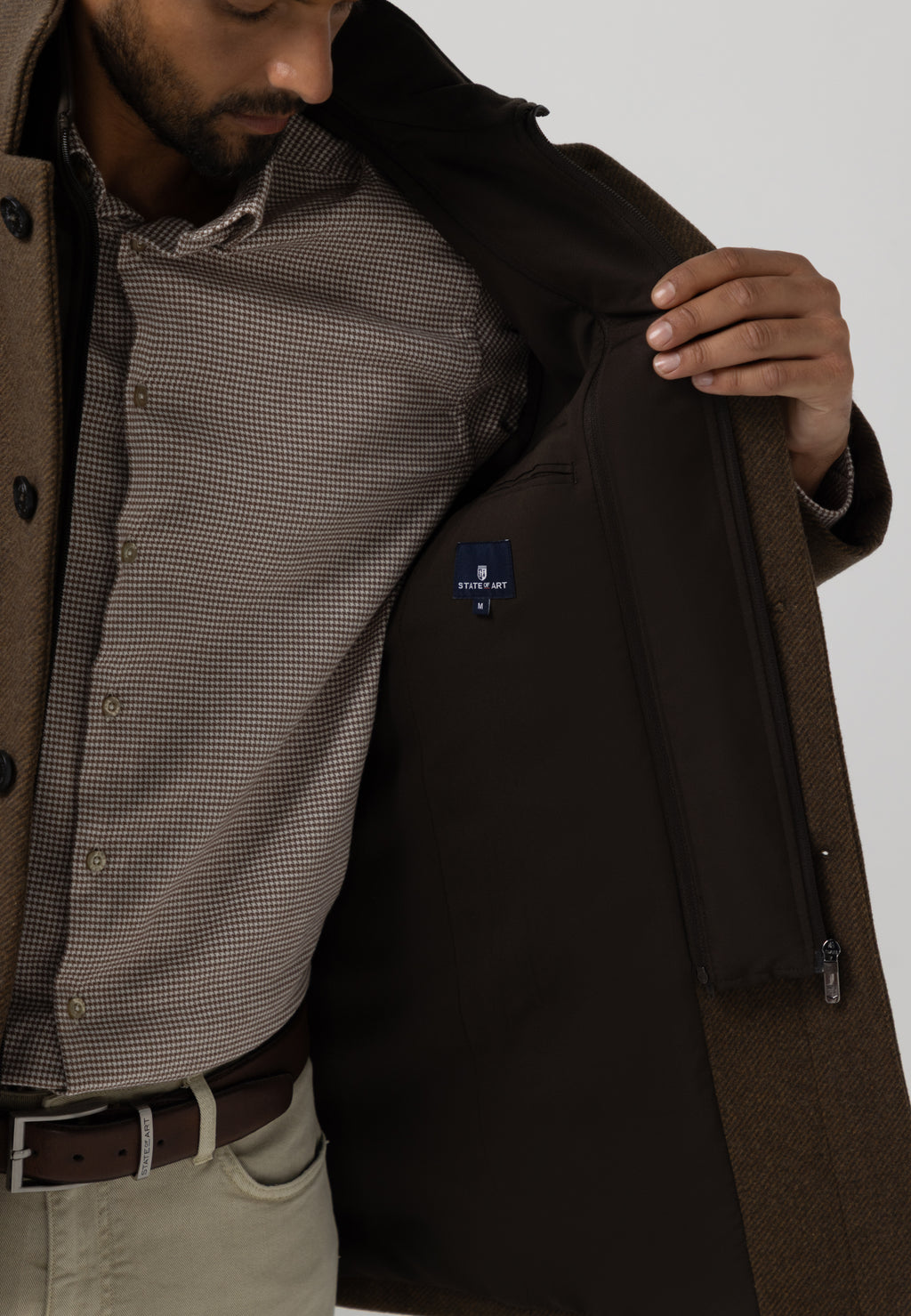 Manteau chiné avec empiècement zippé
