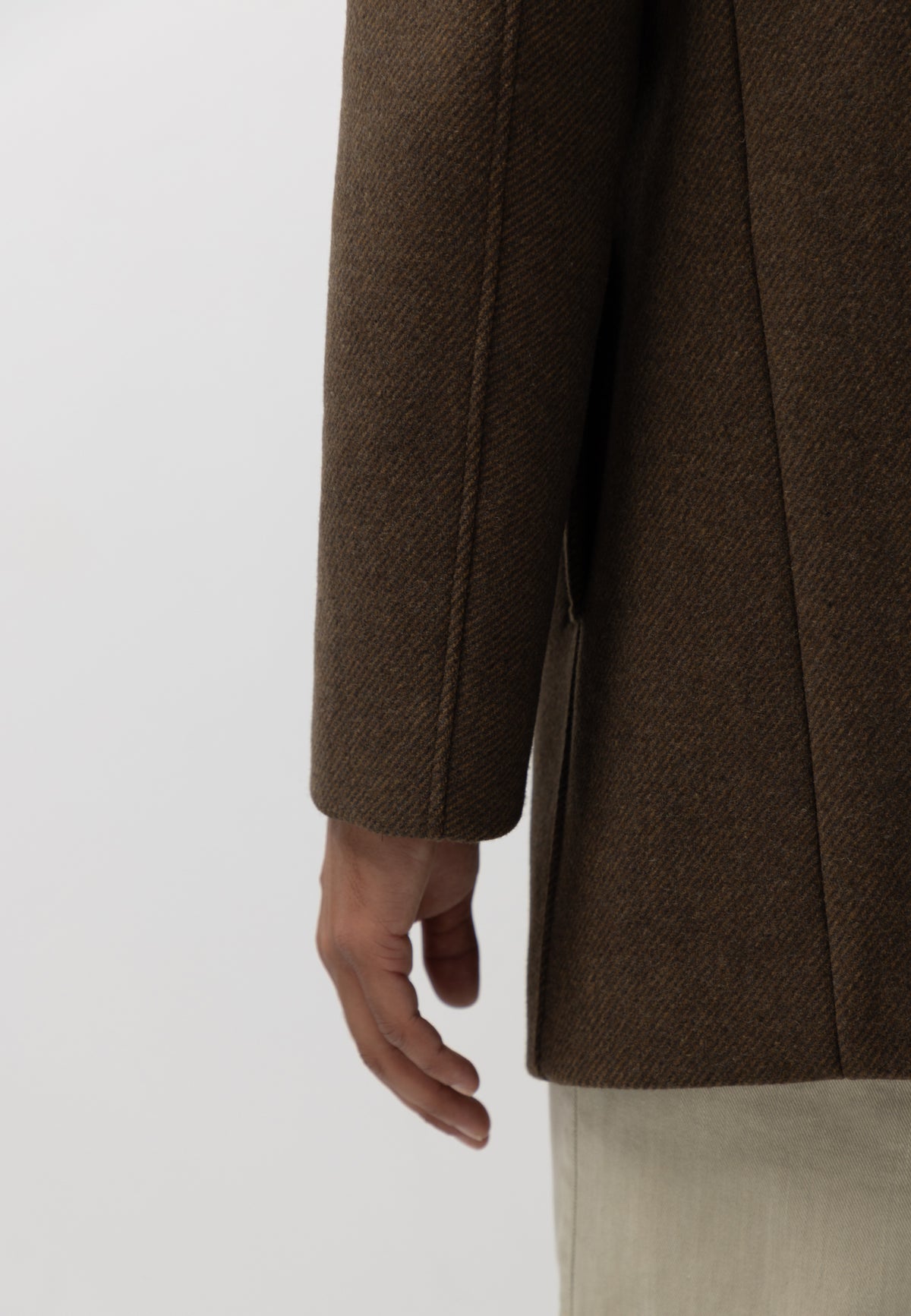 Manteau chiné avec empiècement zippé
