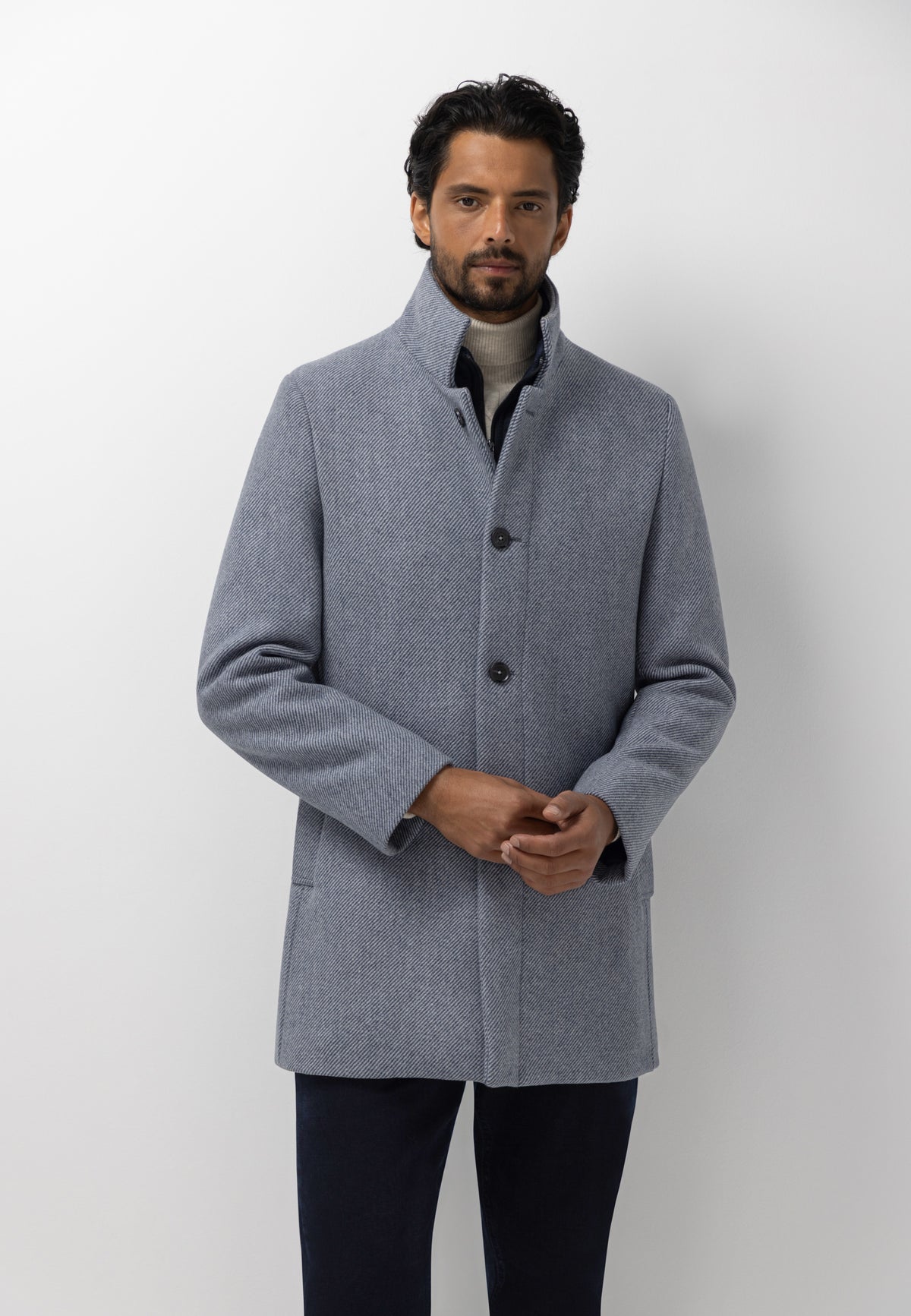 Manteau chiné avec empiècement zippé
