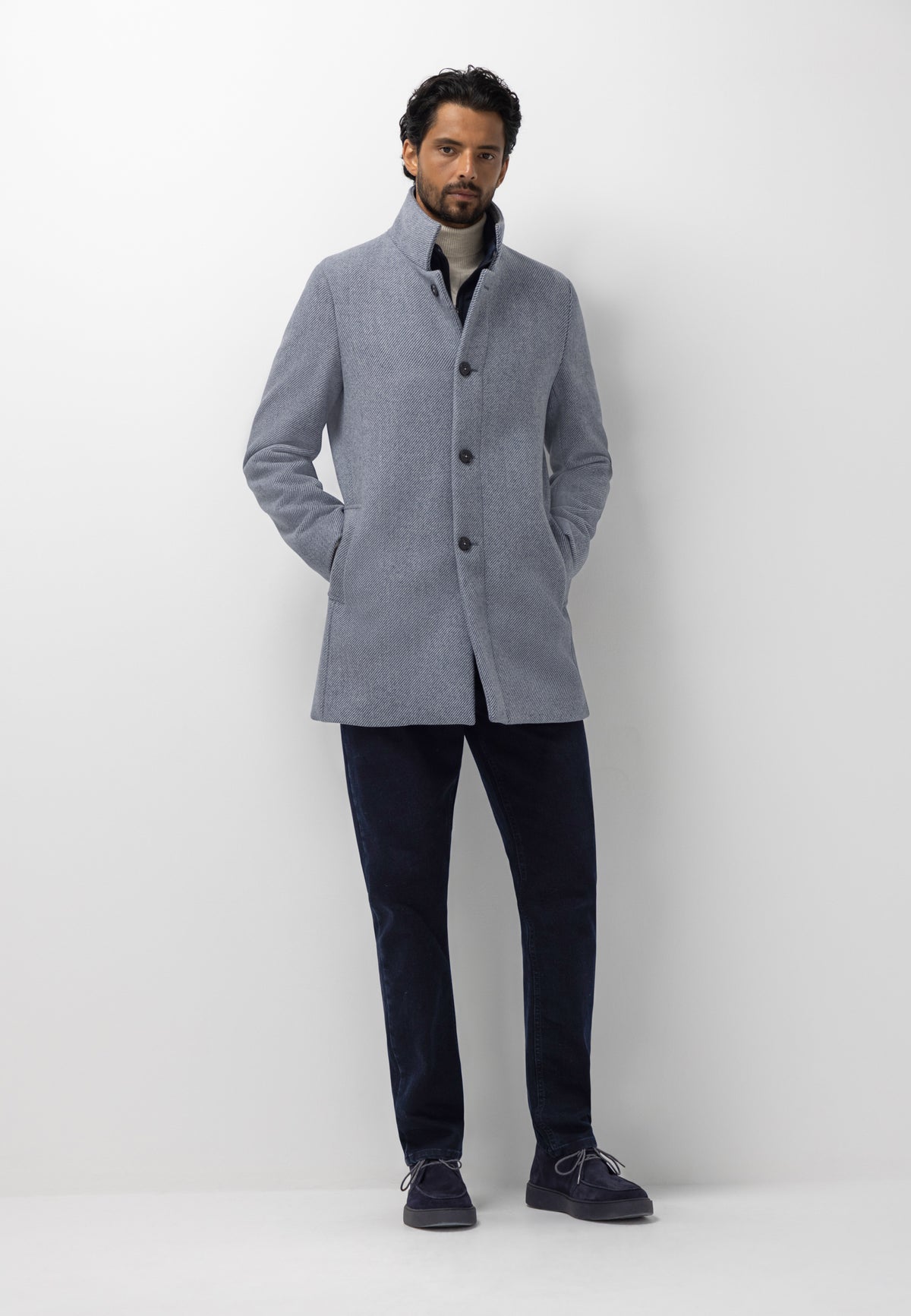 Manteau chiné avec empiècement zippé