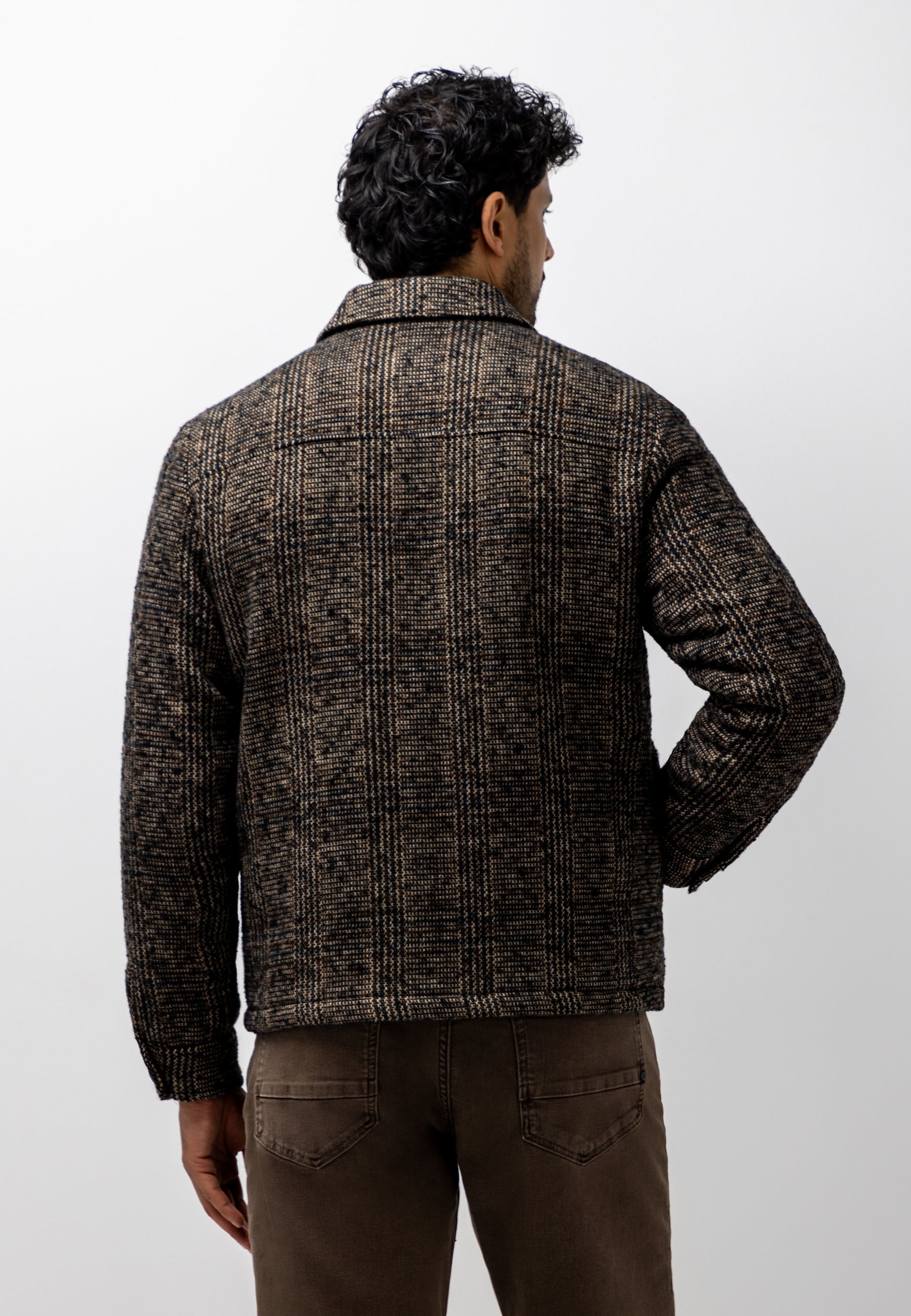 Veste à carreaux avec grandes poches à rabat