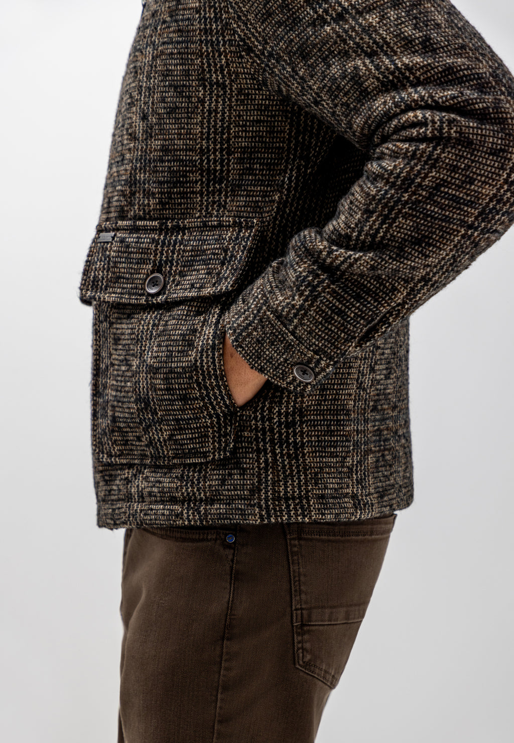 Veste à carreaux avec grandes poches à rabat