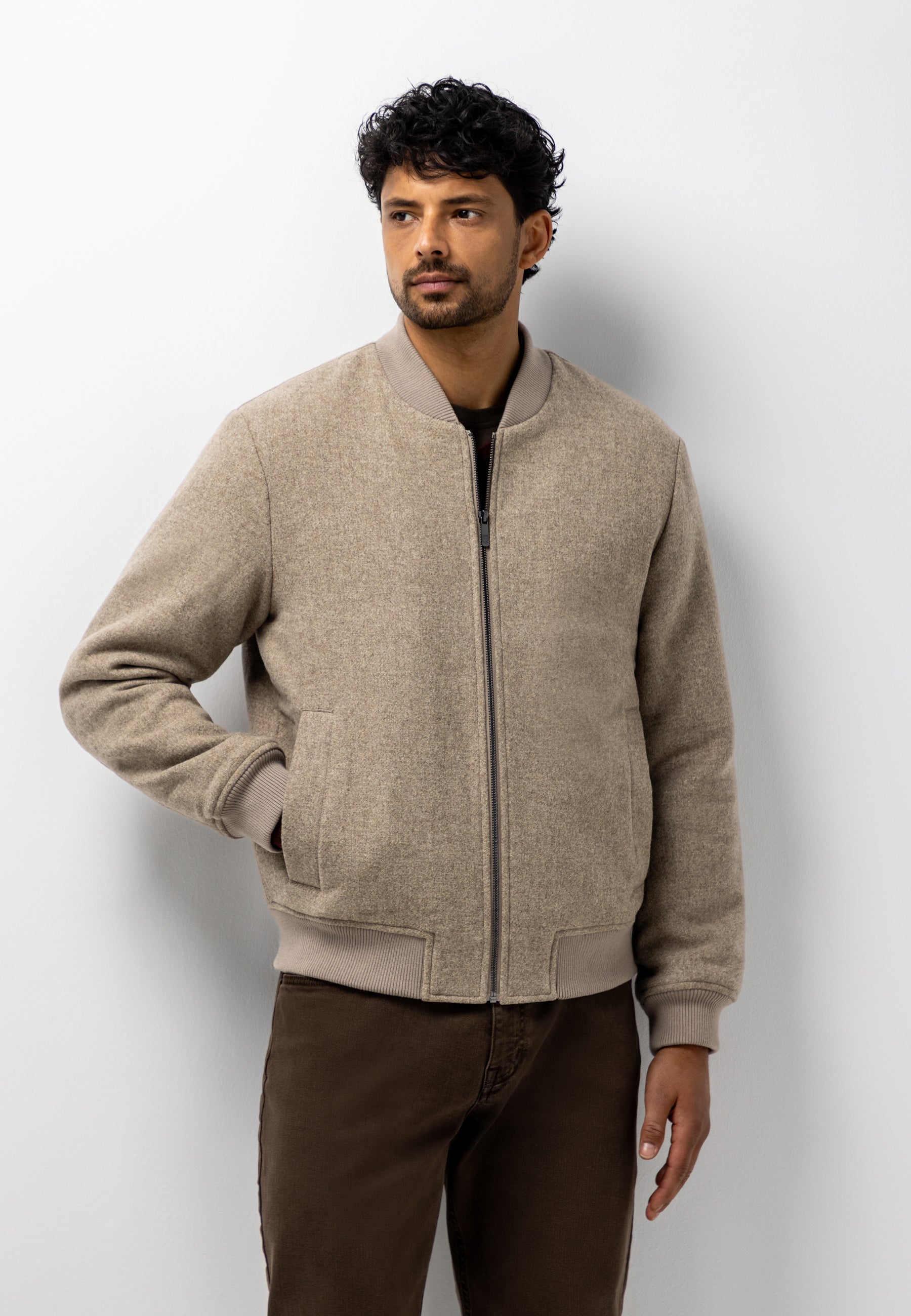 Blouson bomber en laine mélangée