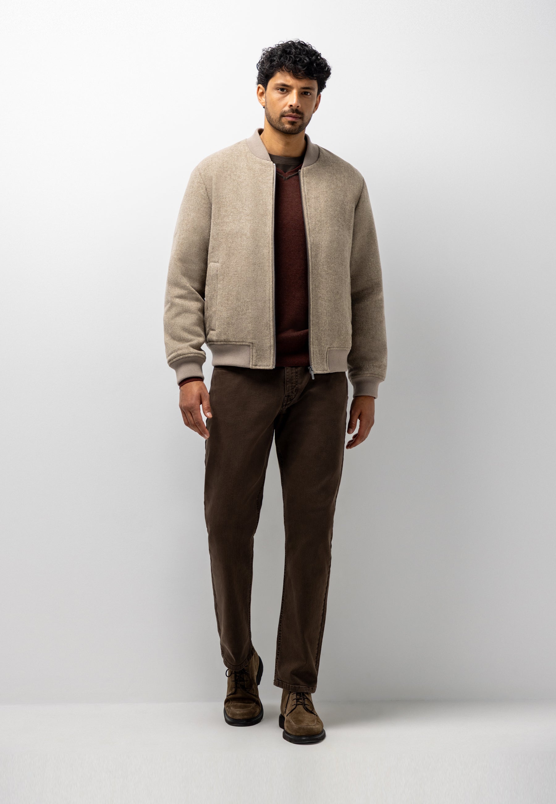 Blouson bomber en laine mélangée
