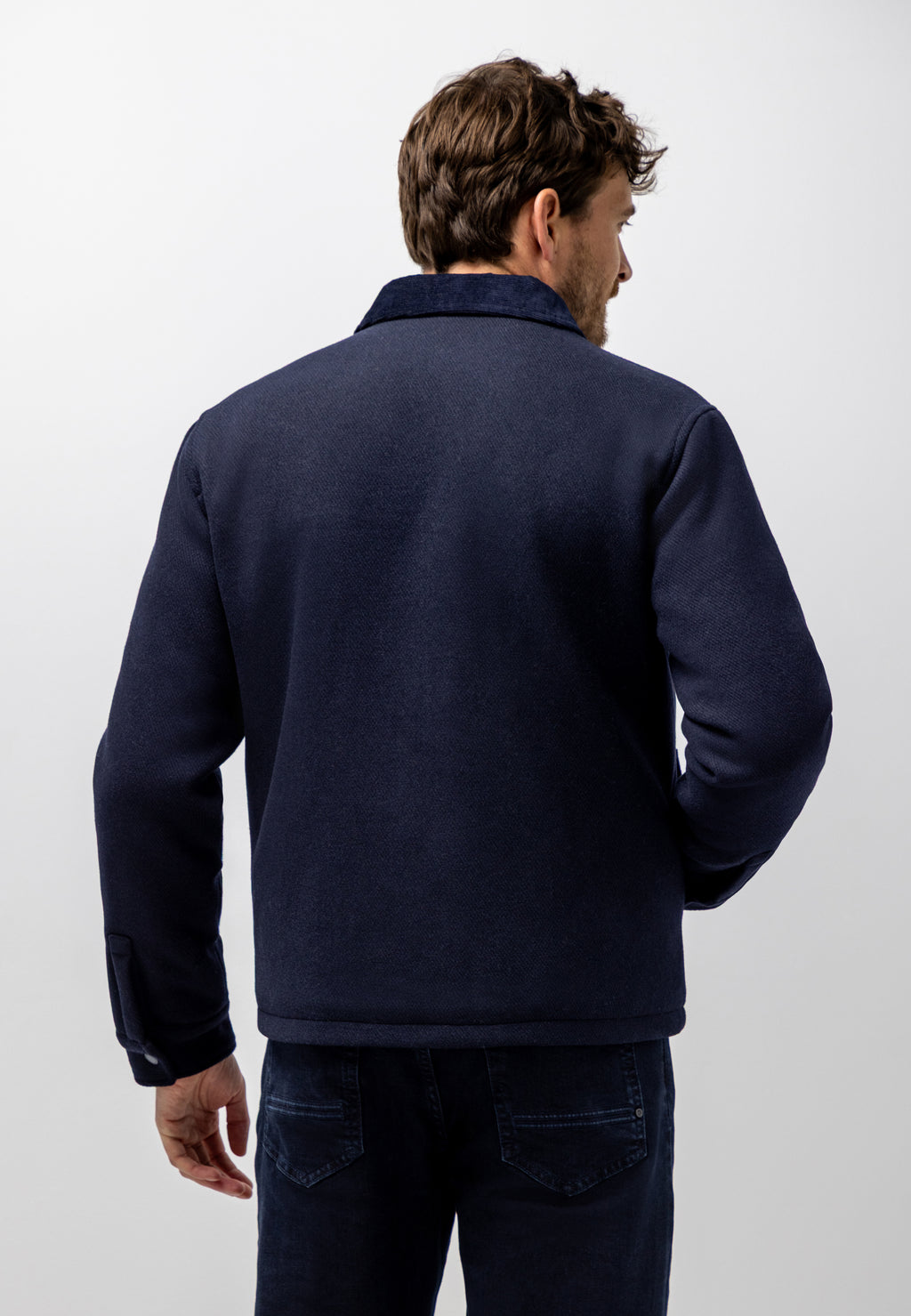 Veste chinée à col en velours côtelé