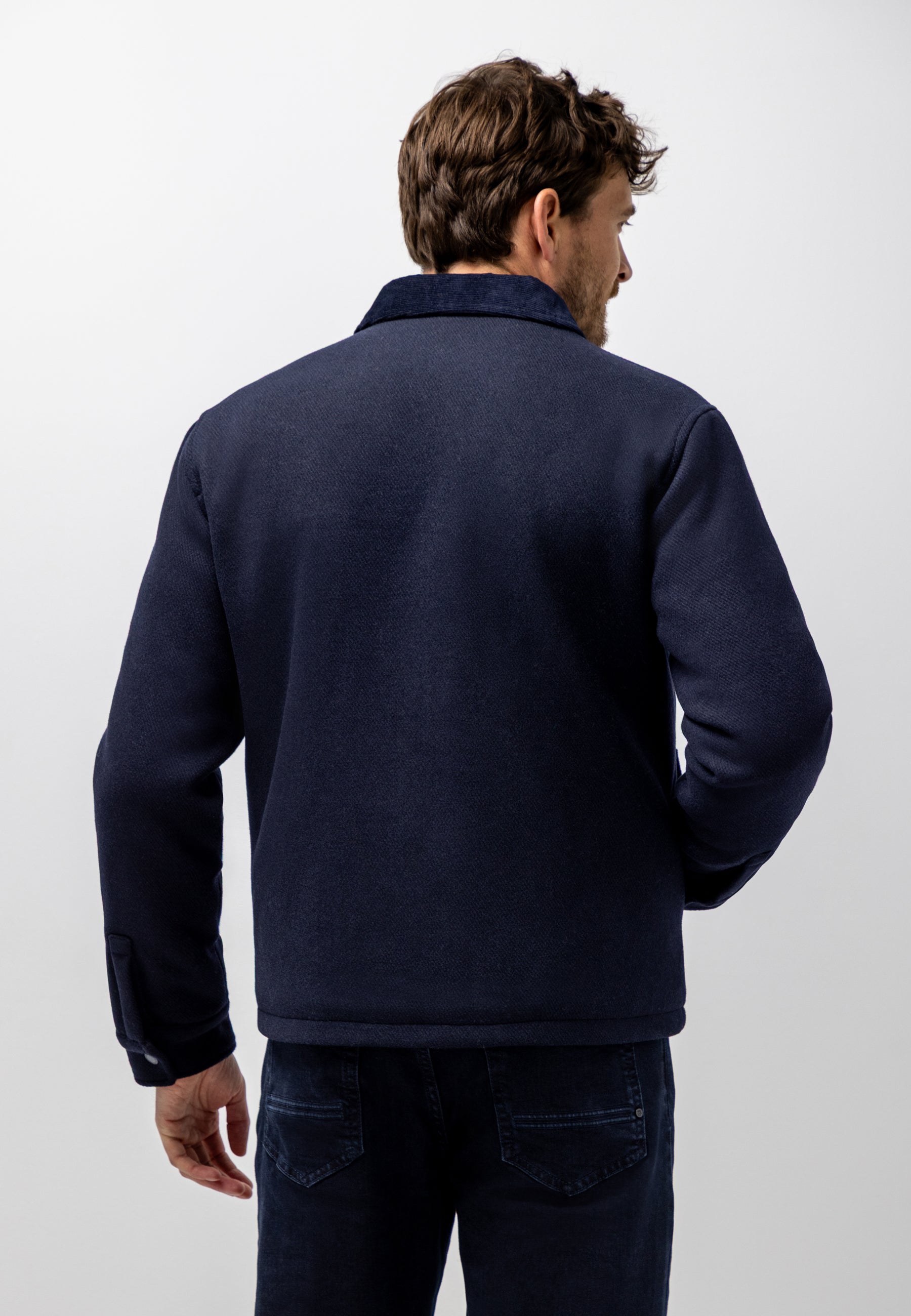 Veste chinée à col en velours côtelé