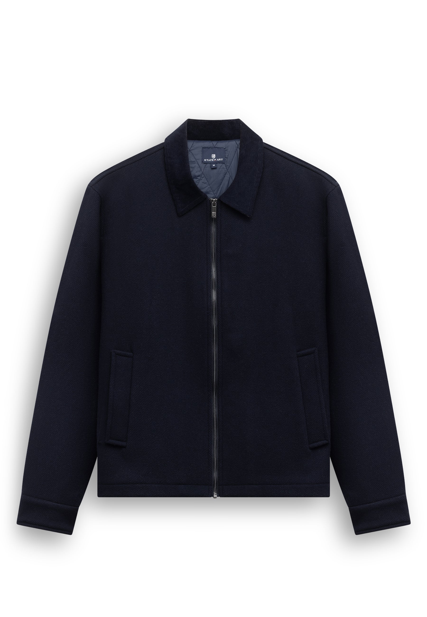Veste chinée à col en velours côtelé