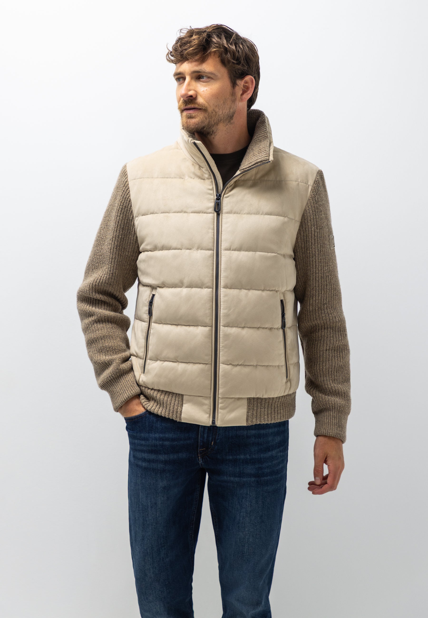 Veste matelassée à manches tricotées