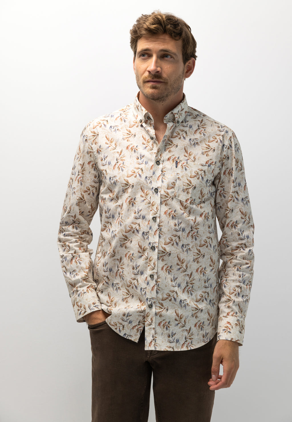 Chemise à imprimé botanique intégral