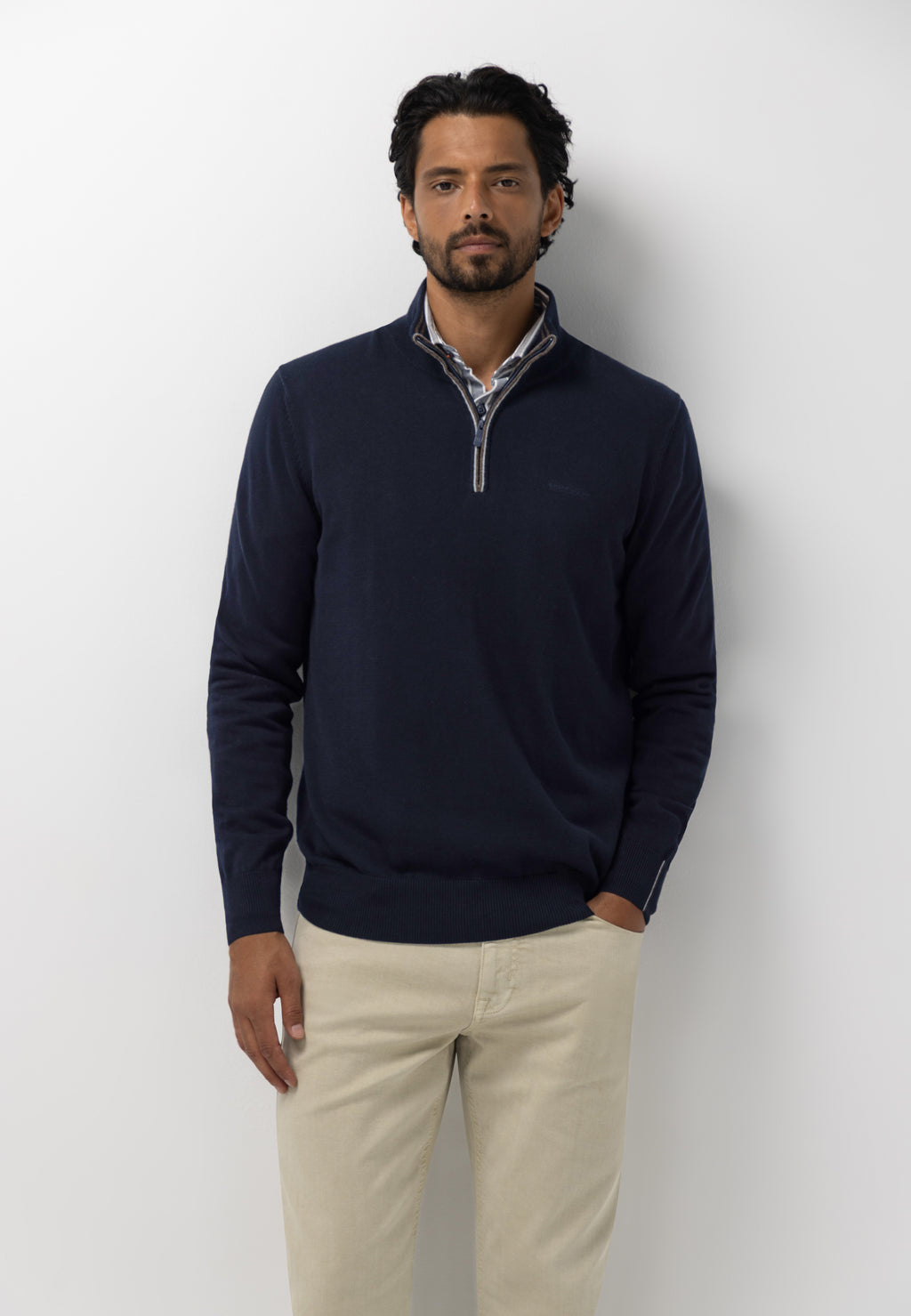 Pull en coton à demi-zip