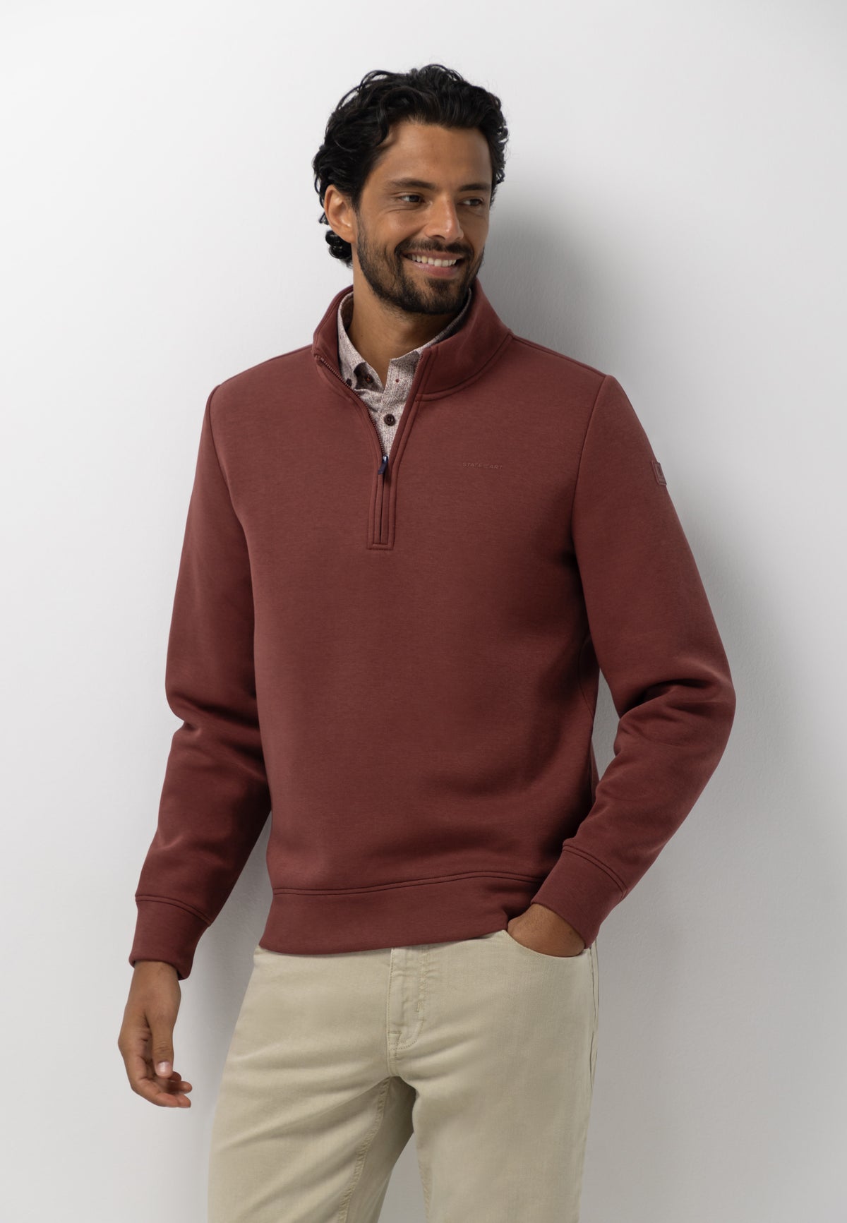 Sweatshirt met halve rits