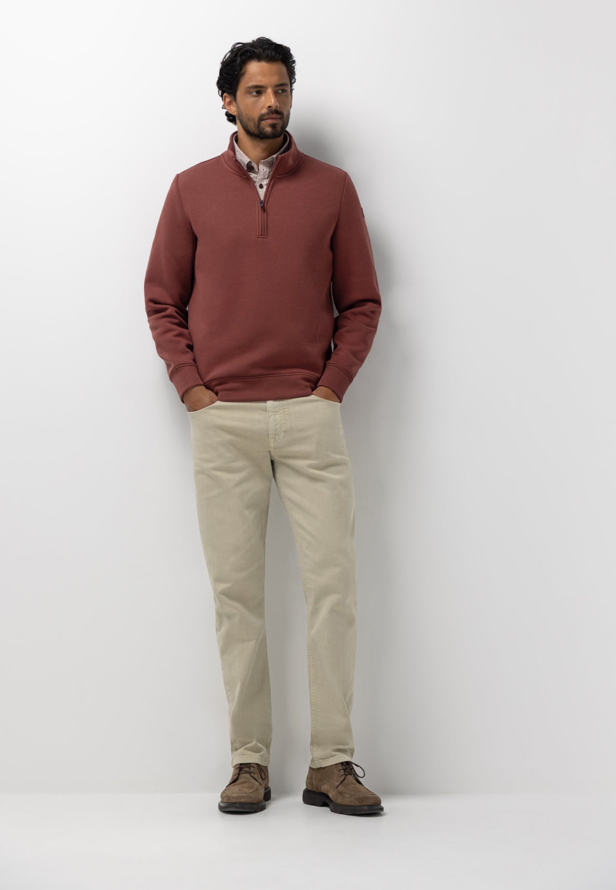 Sweatshirt met halve rits