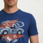 Racing-effen-T-shirt-met-print-op-de-borst---kobalt-uni