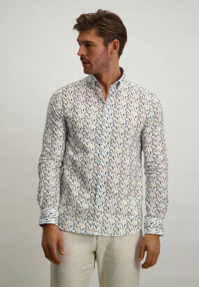 Button-down-overhemd-met-print---grijsblauw/kit