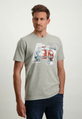 Racing-T-shirt-col-rond-en-coton---gris-clair-monochrome