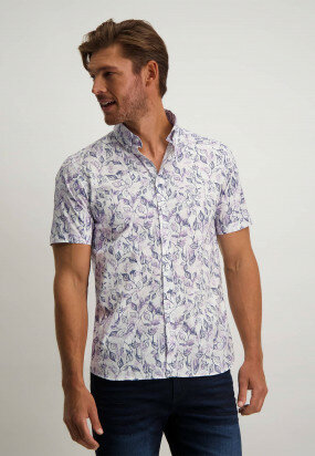 Katoenen-overhemd-met-stretch---wit/violet