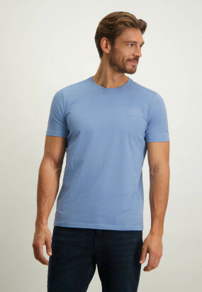 T-shirt-regular-fit-en-cotton---bleu-uni