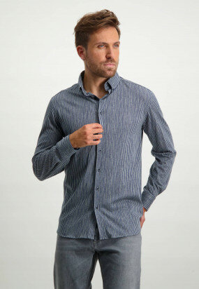 Chemise-en-jersey-100-%-coton---gris-argenté/bleu-foncé