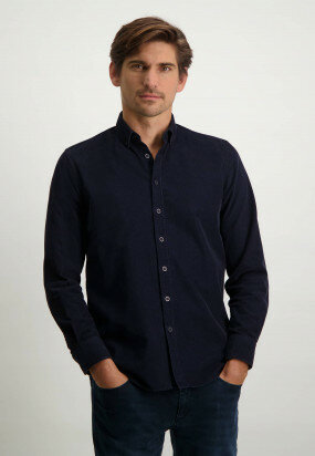 Corduroy-overhemd-met-button-down---donkerblauw-uni