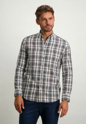 Chemise-à-carreaux-avec-col-boutonné---blanc/gris-bleu