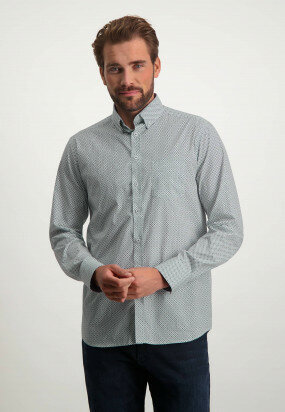 Katoenen-overhemd-met-button-down---wit/donkerblauw