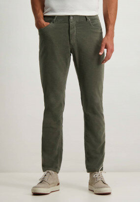 Pantalon-stretch-avec-regular-fit---vert-foncé-monochrome