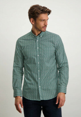 Regular-fit-overhemd-met-retroprint---azuurblauw/wit