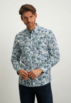 Regular-fit-overhemd-met-bloemenprint---kobalt/azuurblauw