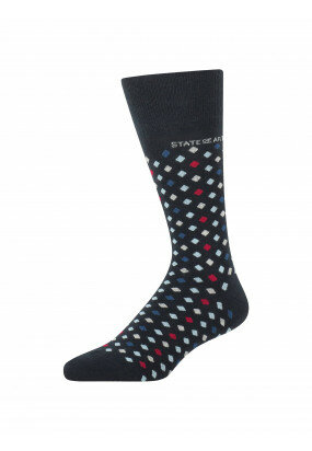 Jacquard-sokken-met-een-ruitpatroon---donkerblauw/rood