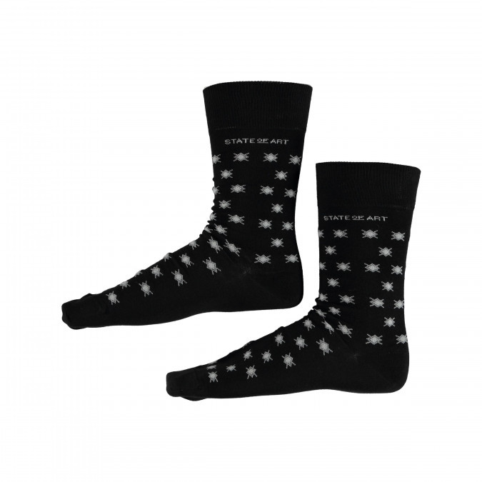 Bedrukte-sokken---zwart/zilvergrijs