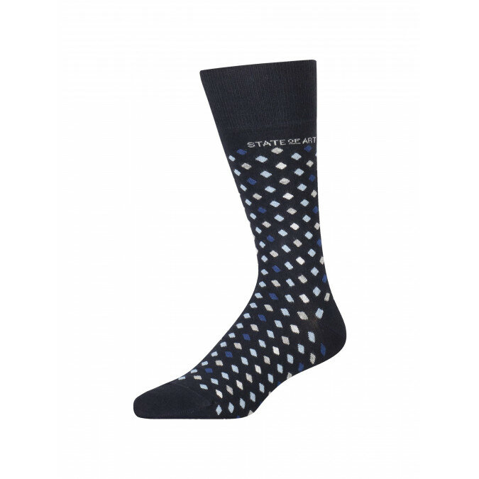 Jacquard-sokken-met-een-ruitpatroon---donkerblauw/zilvergrijs