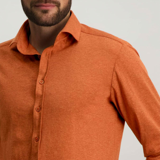 Een zin zwaarlijvigheid Of later Jersey overhemd met regular fit - brique/oranje