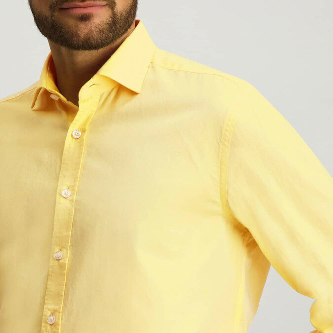 Katoenen twill overhemd - geel uni